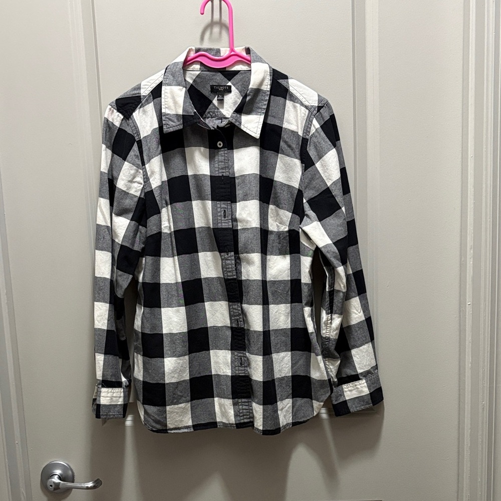 Talbots Monochrome Checkered Blouse